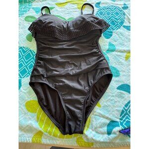 Kona Sol One-Piece Swimsuit Lace Trim Adjustable Straps Size Small